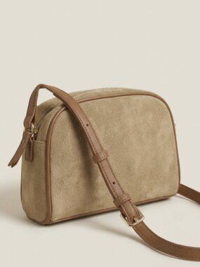 Primark Tan Faux-Suede Camera Crossbody Bag –Smooth Leather Trim✨